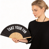 Éventails pliables portables en bois de bambou personnalisés, à porter en bandoulière ou autour du cou, vente en gros, mini éventail personnalisé avec cordon