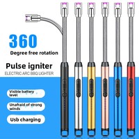 Allumeur créatif portable en métal pour bougies et barbecues, rechargeable par USB, coupe-vent, flexible à 360°, vente en gros du fabricant