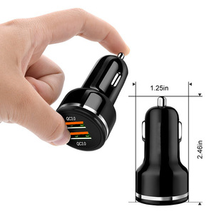 ที่ชาร์จในรถยนต์แบบสองพอร์ต QC3.0 USB Type A ชาร์จเร็วสำหรับอุปกรณ์มือถือ - Product Image 2