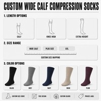 Calcetines de Compresión Personalizados para Pantorrillas Anchas, Talla Grande, Soporte Extra Espacioso, Fabricación OEM, Diseño Gratuito, Venta al por Mayor, Marca Privada
