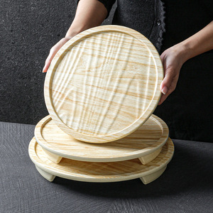 Plateau de service rond en mélamine Xiangyuan, motif grain de bois, pour hôtel et restaurant, 12,5 cm - Product Image 1