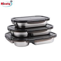 Boîte à bento en acier inoxydable 304 de style européen personnalisée, avec compartiments, qualité alimentaire, pour événements et fêtes