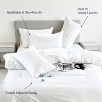 Parure de lit d'hôtel blanche 200TC, 4 pièces, en coton, drap et housse de couette pour gîtes, clubs, vente en gros d'usine, fournisseur OEM personnalisé