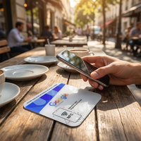 Etiqueta NFC de PVC Epoxi Impermeable de 13.56MHz RFID ISO, Mini Etiqueta Tipo Tarjeta de Visita con Código QR para Compartir URL de Redes Sociales y Pagos, 1k, 213, 215