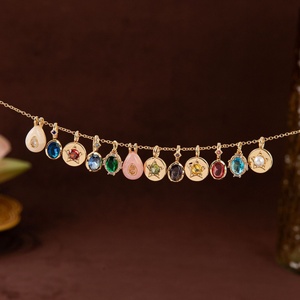 Collar con colgante de 12 piedras de nacimiento de acero inoxidable DIY básico, forma de mariposa, cadena suelta básica en stock, color oro 18K, con acabado al vacío en horno - Product Image 4