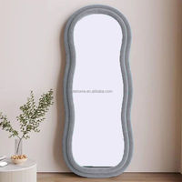 Miroir de décoration intérieure moderne en velours Teddy, grand format, pleine longueur, à effet vague irrégulière, vente en gros