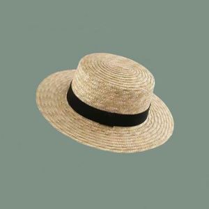 Sombreros De Paja Flat Round Top Sunshade Sun <b>Hats</b> Wide Brim Wheat Straw Boater Beach <b>Hat</b> for <b>Summer</b> Promotional Gifts - Product Image 4