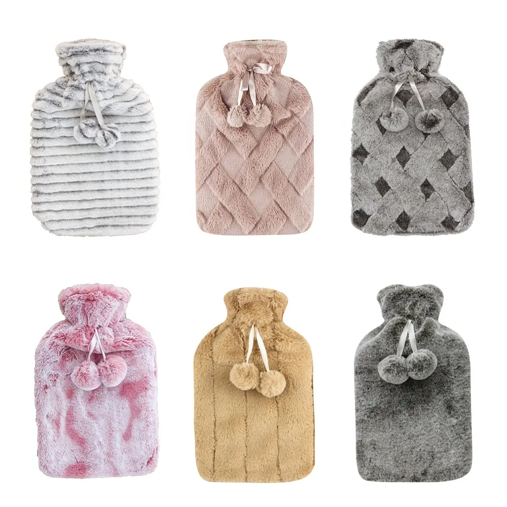 Free Sample Wholesale Rubber Hot Water Bottle Bag With Rabbit Fur Plush Cover Hot Water Bottle 2l Cover Kruik - Buy Kruik Hot Water Bottle 2l,Hot Water Bottle Cover,Hot Water