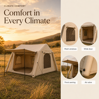 Tente cabine gonflable de 4,6 m² à porte unique en Oxford avec colonnes d'air pour le camping