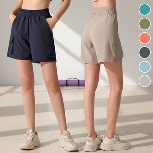 Shorts de sport amples à poches pour cyclisme, loisirs, gym, <span class=keywords><strong>yoga</strong></span>, tennis – Séchage rapide, respirant, en Spandex/Nylon extensible dans les quatre sens – Pour jeunes et adultes - Product Image 1