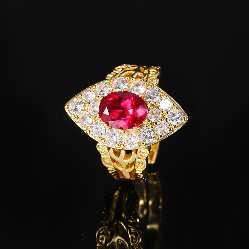 Bague en corindon rouge, taille ajustable