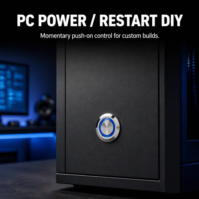 5v Blue Start Restart LED Metal Momentary Push Button Switch DIY 12mm W/ 50cm Motherboard Cable PC Power Switch