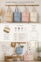 Tas Tote Kanvas Berat dengan Kantong Depan Kapasitas Besar, Tas Belanja Bahu Katun Reusable untuk Wanita, Perjalanan, Kerja, Pantai, Sehari-hari