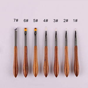 Ensemble de pinceaux à ongles en acrylique Kolinsky, manche en bois, ovale, plat, virole métallique, application de poudre, outil de manucure - Product Image 2