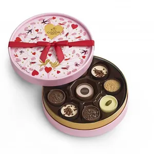 Boîte d'emballage pour <span class=keywords><strong>chocolat</strong></span> de luxe, coffret en papier personnalisé, boîte ronde vide, emballage cadeau, 5 pièces - Product Image 1