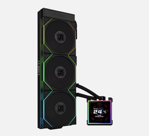 Refroidisseur d'eau pour processeur Lian Li HydroShift II 120 mm à roulement fluide, LED RGB, montage latéral, 28 dBA silencieux, débit d'air de 90,1 CFM, refroidissement en cuivre - Product Image 2