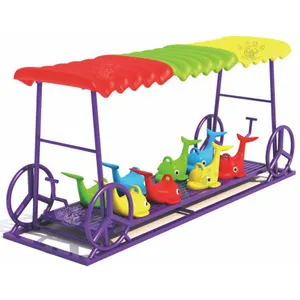 Dream kids outdoor multi-user plastic swing boat playground equipment with top cover for children