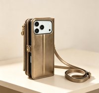 Étui portefeuille de luxe 2-en-1 en PU pour femme avec bandoulière, compatible Galaxy S21/S22/Ultra Z Flip4/Fold4 A56, avec plusieurs emplacements pour cartes