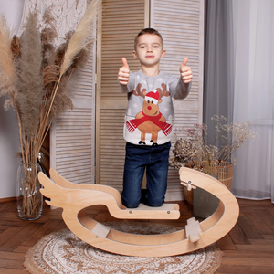 Jouets cheval à bascule en contreplaqué pour enfants, cheval en bois <span class=keywords><strong>Montessori</strong></span> enfants aire de jeu en bois Animal cheval <span class=keywords><strong>chaise</strong></span> - Product Image 4
