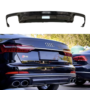 Nouveau 19-25 <span class=keywords><strong>Audi</strong></span> C8 A6 Modifié S6 Kit de Rétrofit/Amélioration Adaptation Universelle Lame Arrière Quatre Sorties d'Échappement à Visser Pare-chocs Noir - Product Image 1