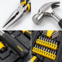 SUNRISE Ensemble d'outils de bricolage domestique 200 pièces avec marteau, pinces, tournevis, clés hexagonales, embouts, mètre ruban, couteau utilitaire et étui portable