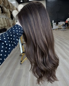 Qualité 12A Brun Balayage # Perruques 4/27 casher à cuticules alignées, à dessus plat, sans colle, à nœuds simples longs, avec dessus en dentelle diamantée personnalisée et doublée - Product Image 3