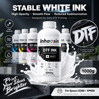 Encre DTF à base d'eau, pigmentée, couleurs vives et brillantes pour l'impression personnalisée sur t-shirts et vêtements, lot de 5, résistante au lavage, haute densité, service OEM