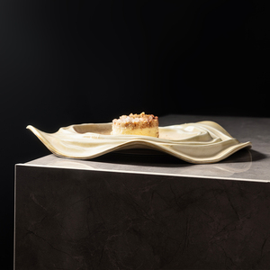 Commercial Restaurante Use Beige Blanc Céramique Creative Rock Vaisselle Porcelaine Dessert Plats Vaisselle Café Ensemble de Plats - Product Image 6