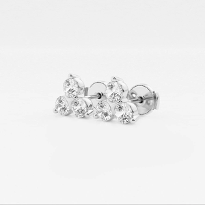 Elegantes Pendientes de Moda con Tres Piedras de Diamante Cultivado en Laboratorio de 1 1/2 Quilates, con Brillo Brillante, Joyería de Lujo Ética para Mujer - Product Image 4