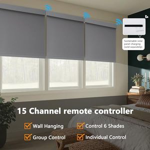 Rèm cuốn tự động điều khiển từ xa bằng điện, chất liệu polyester màu xám nhạt, tích hợp sẵn, lắp đặt thông minh - Product Image 2