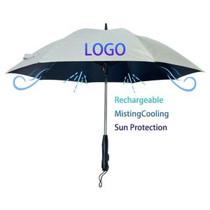 Parasol manuel multifonctionnel droit avec effet rafraîchissant par brumisation d'eau et protection anti-UV, vente en gros promotionnelle - Product Image 1