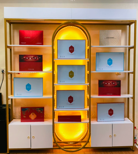 Professional Factory Supply Salon Furniture Display Stand for Hair Beauty Shop with <b>Light</b> Shiny Gold Nail Polish Display Shelf - Product Image 5