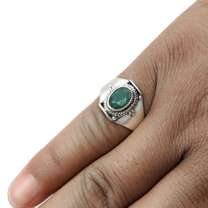 Joyería fina, anillos de piedras preciosas de piedra de nacimiento de Esmeralda Natural de Plata de Ley 925 para mujer, joyería hecha a mano, anillos de plata al por mayor OEM - Product Image 3