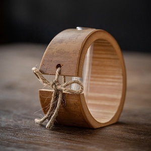 Ornements d'arrangement floral en bois, vase en verre, tube à essai, support en bois, plantes hydroponiques, pots <span class=keywords><strong>de</strong></span> fleurs avec base en bois - Product Image 4