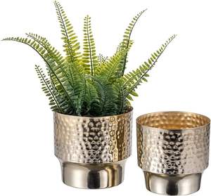 Modern Hammered <strong>Brass</strong> Tone Metal Planter <strong>Pots</strong> Decorative Flower <strong>Pot</strong> Plant Container Centerpiece - Product Image 1