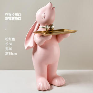 <span class=keywords><strong>2022</strong></span> nouveau Design chaud décor à la maison en fibre de verre lapin lapin plateau Statue Sculpture intérieur extérieur salon décoration de la maison - Product Image 4