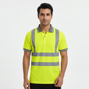 Reflective Tape Zipper Mens Polo <b>Shirts</b> Flash Hi Vis Fire Retardant <b>Flame</b> Resistant Jacket Safety Protection - Product Image 1