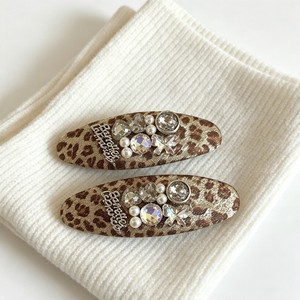 Pinzas para el Cabello con Estampado de Leopardo y Diamantes de Imitación, Pinzas Ovaladas BB de Moda para Mujer, Elegantes Pasadores Laterales para el Cabello, Accesorios para el Cabello - Product Image 3