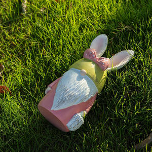 Nuevo Conejo de Pascua Enano de Resina, Artesanía Decorativa para Interiores y Exteriores, Decoración de Jardín, Linda Estatua de Dibujos Animados, Rosa/<span class=keywords><strong>Azul</strong></span> Amor - Product Image 4