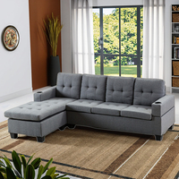 Canapé sectionnel convertible et extensible en tissu lin moderne, ensemble complet par Frank Furniture pour une assise polyvalente dans le salon