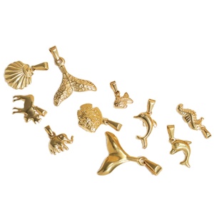 Venta al por Mayor de Dijes Modernos de Acero Inoxidable para la Creación de Joyería, Colgante Personalizado de Delfín y Elefante con Cadena - Product Image 3