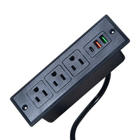 Multiprise de bureau intégrée de style américain avec prise USB Type-C, câble de 1,8 m, 2/3 prises CA