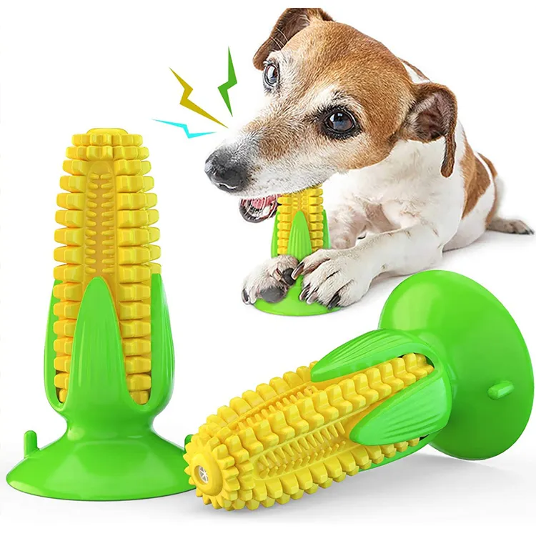 Vendita aiuta cane risolvere ansia di separazione di mais a forma di cane squeaky ventosa chew toy