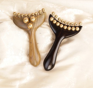Cepillo de meridianos de madera y latón, herramienta Gua Sha, masajeador de cuerpo completo para pecho y senos, incluye masaje de <span class=keywords><strong>ganglios</strong></span> <span class=keywords><strong>linfáticos</strong></span> axilares para masaje facial - Product Image 1