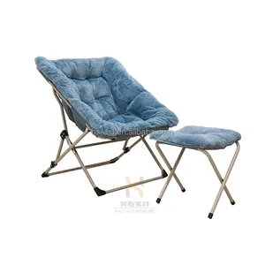 Mobilier de salon moderne design en velours Mobilier de maison pour les loisirs Canapé simple Chaise longue et pouf
