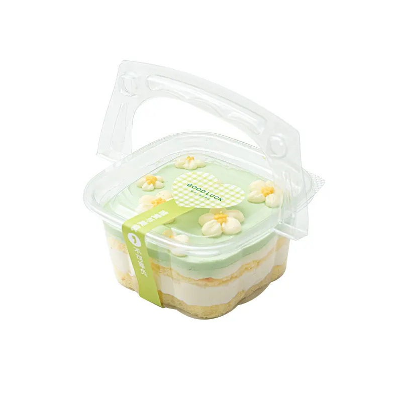 transparent mini plastic cake boxes small square cake box with handle for christmas