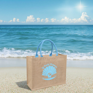 Cadeau de luxe boutique sac à provisions taille moyenne chic dame plage fourre-tout sac de jute avec logo personnalisé - Product Image 3