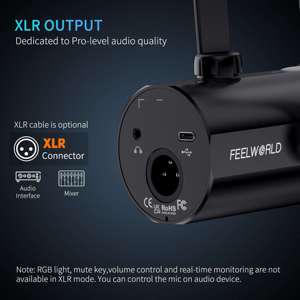Feelworld PM1 Microphone với thời gian thực giám sát, OEM bao bì, dễ dàng điều khiển âm lượng, lý tưởng cho người mới bắt đầu - Product Image 3