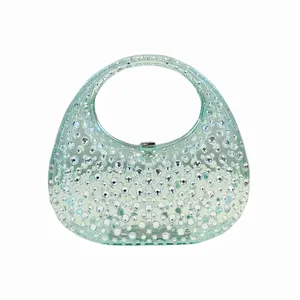 Fashion handbags ladies diamond rhinestone purses cute clear jelly handbags luxury acrylic clutch bag evening bags for women