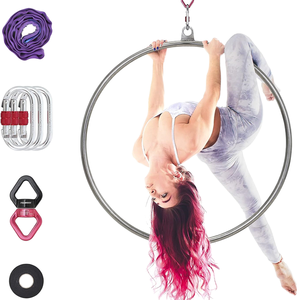 FDFIT Ensemble de cerceaux aériens en acier inoxydable 1Tab 33" 85cm pour Acrobaties, <span class=keywords><strong>Cirque</strong></span>, Lyra Aérienne, avec Kit de Fixation - Product Image 1